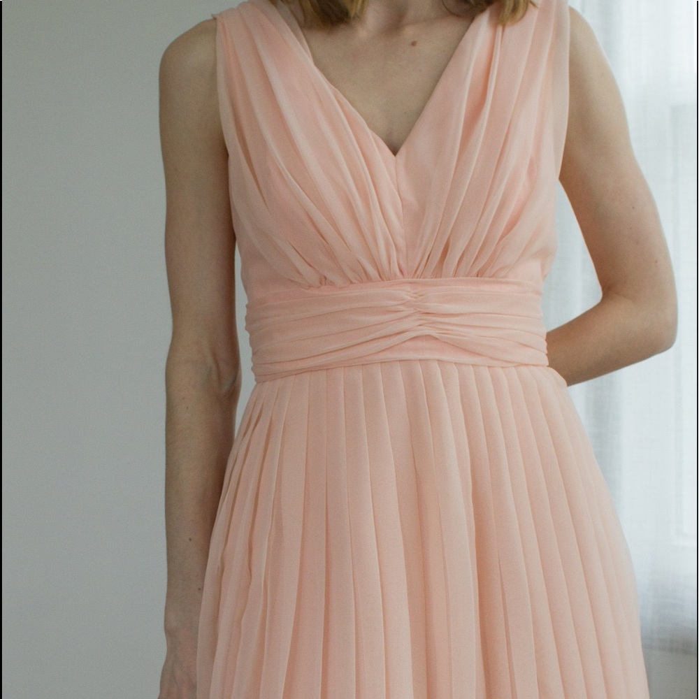 ✨Vintage 70’s peachy pink chiffon maxi dress ✨